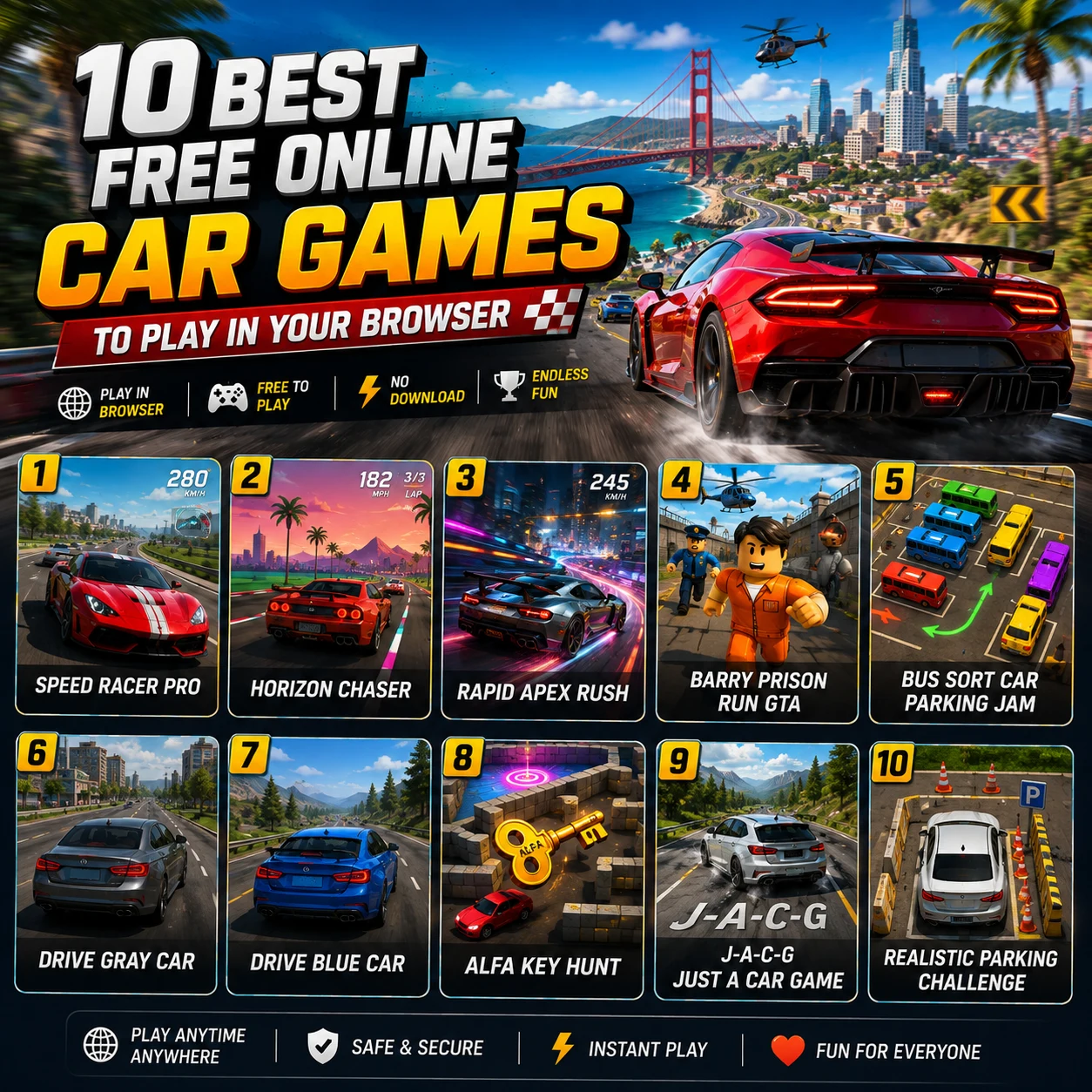 10 Best Free Online Car Games to Play in Your Browser